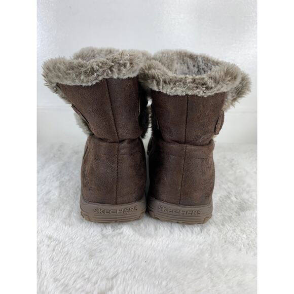 Skechers Women’s Dark Brown Faux-Fur Slip-On Boots Size 9.5 49204 - Picture 3 of 8